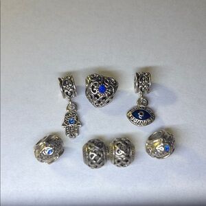 Silver Charm Set with Blue Accents
